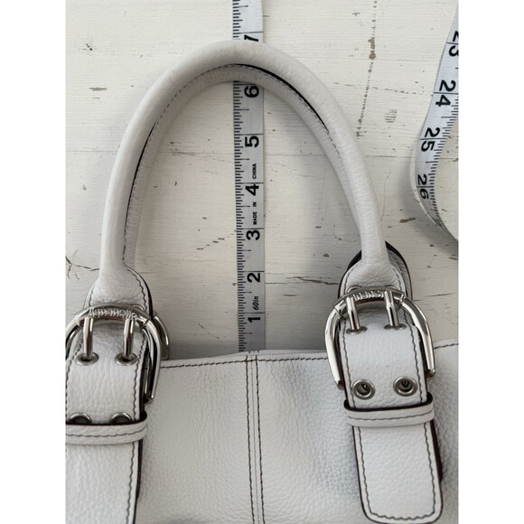 Tignanello Perfect 10 Shopper Tote White Pebbled Leather Handbag Satchel - Picture 15 of 16